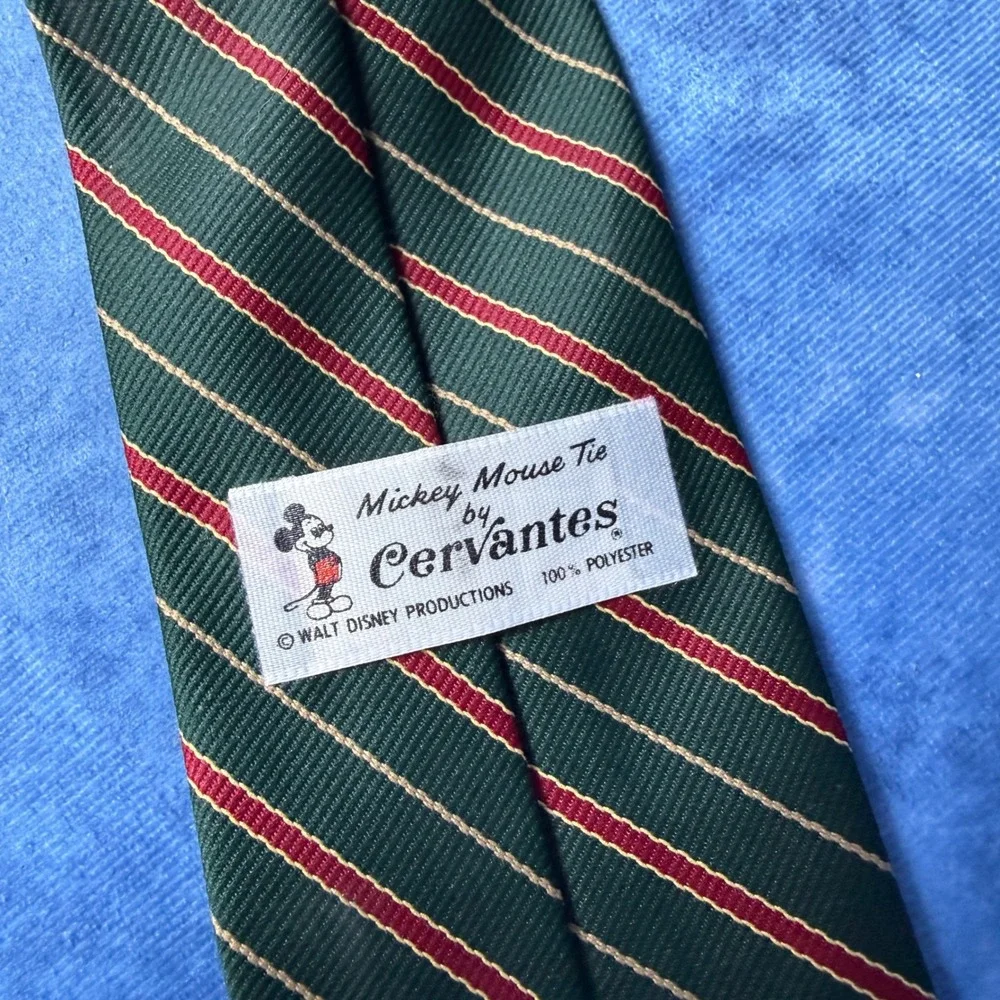 Vintage Mickey Mouse by Cervantes Striped Necktie Green Red Disney Mens Tie